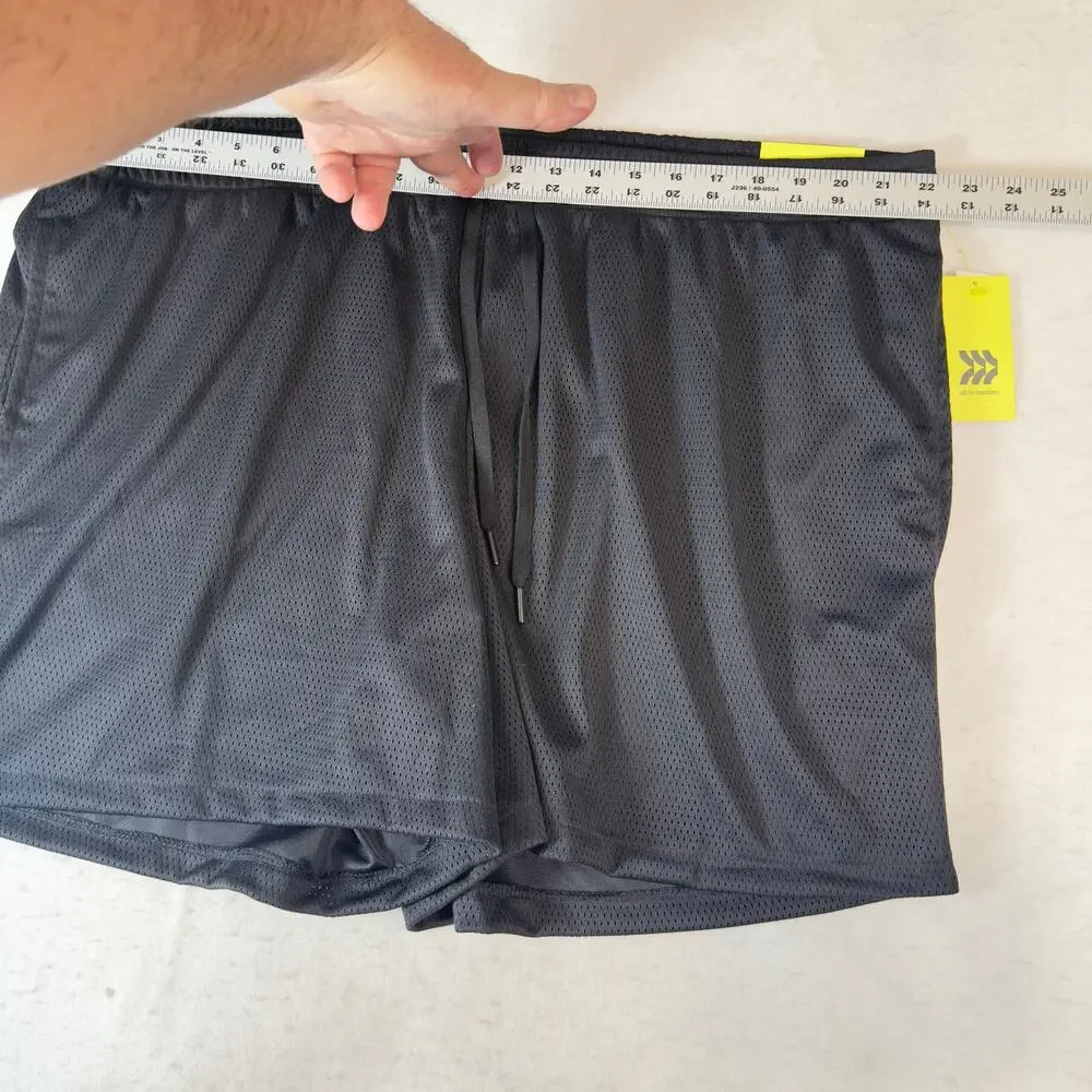 All In Motion Men XXL Mesh Athletic Short NWT Black Recycled Poly Drawstring